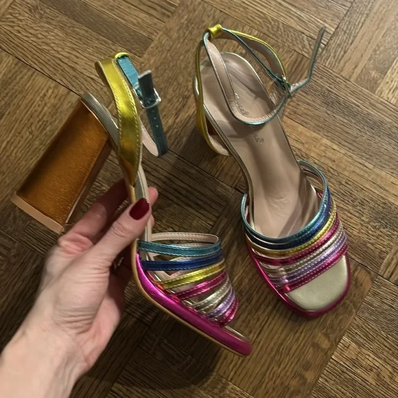 Italian rainbow metallic chunky heel - Picture 4 of 5